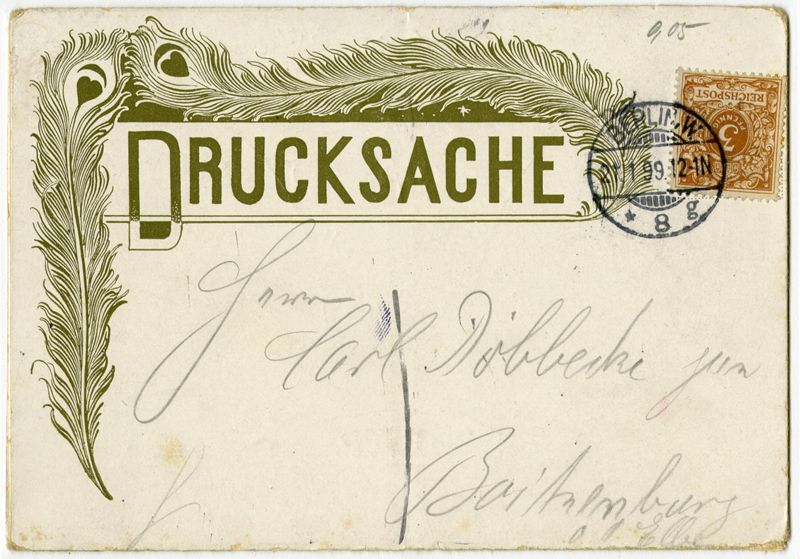 Ansichtspostkarte, Künstlerpostkarte, Drucksache, Die Besten Grüsse, Insignien des Deutschen Kaiserhauses und Porträts der Mitglieder der Kaiserfamilie, gelaufen