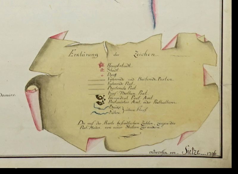 Postkurskarte der östlichen Provinzen Preußens
