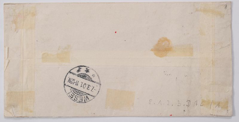 Einschreibebrief von Tientsin nach Wesel mit der Freimarke Deutsche Post in China (Deutschland/Deutsche Auslandspostämter) Nr. 12