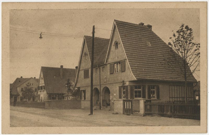 Ansichtspostkarte. Außenansicht des Postgebäudes der Deutschen Reichspost in Zschornewitz, Hauptstraße