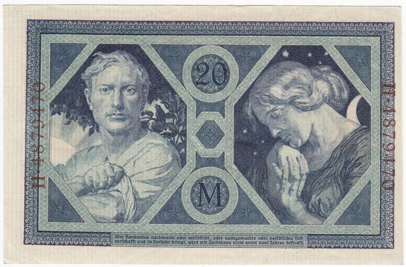 Banknote des Deutschen Reiches über Zwanzig Mark